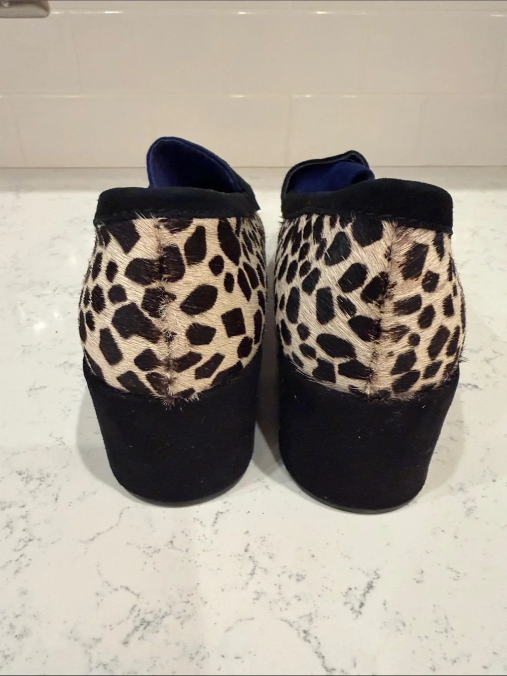 Y2K Millie’s Black and Electric Blue Suede and Leopard Platform Loafers